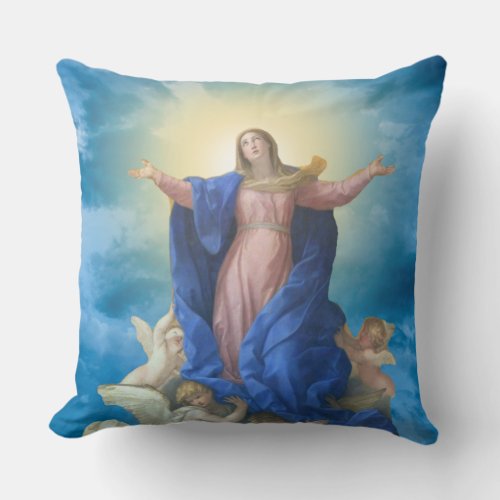 Assumption of the Blessed Virgin Mary Catholic Throw Pillow