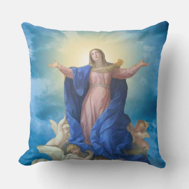 Assumption of the Blessed Virgin Mary Catholic Throw Pillow (Front)