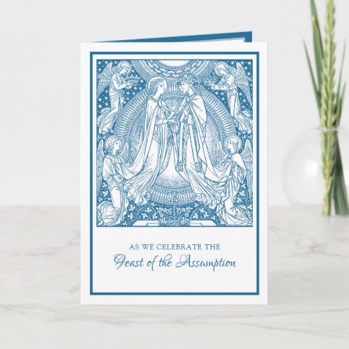 Assumption Virgin Mary Blue Elegant Religious  Card