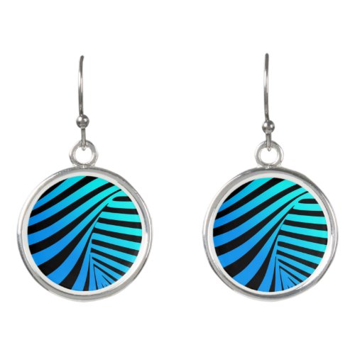 Assymetric spirals light blue curves with black earrings