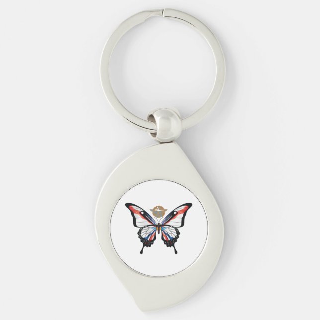 Assyria Swallowtail Butterfly Flag Sticker Keychain (Front)