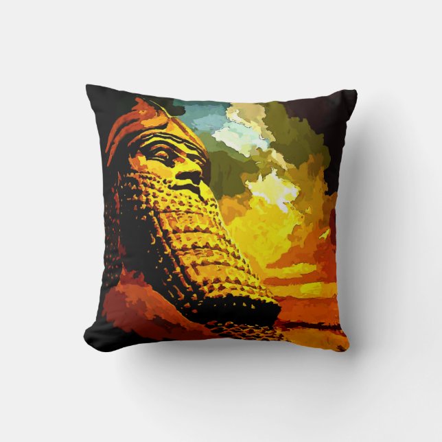Assyrian Art Throw Pillow (Front)