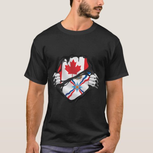 Assyrian Canadian Hands Ripped Roots Flag T_Shirt