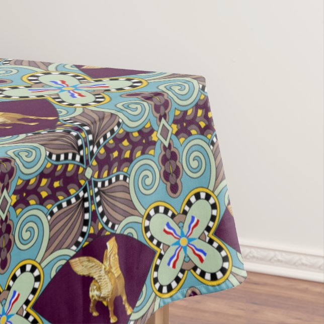 Assyrian Custom Cotton Tablecloth, 60"x104" Tablecloth (In Situ)