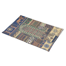 Assyrian Deity Apkallu, Winged Genius, Sun & Lion Cloth Placemat