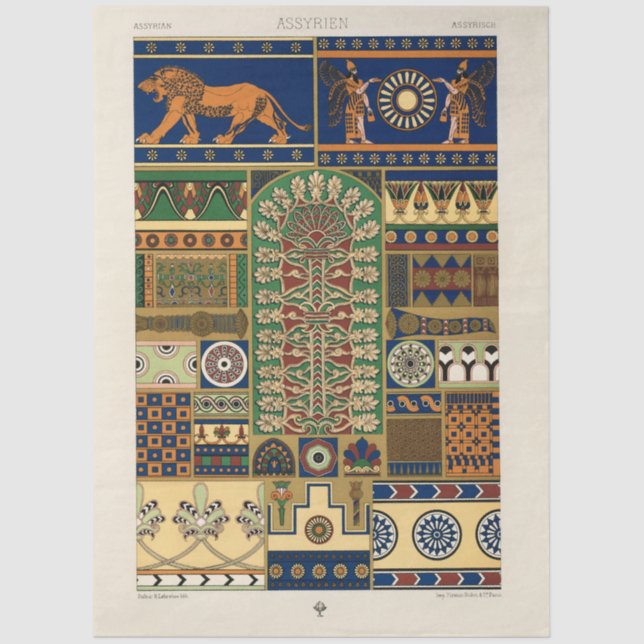 Assyrian Deity Apkallu, Winged Genius, Sun & Lion Tissue Paper (Front)