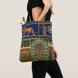 Assyrian Deity Apkallu, Winged Genius, Sun & Lion Tote Bag