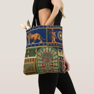 Assyrian Deity Apkallu, Winged Genius, Sun & Lion Tote Bag