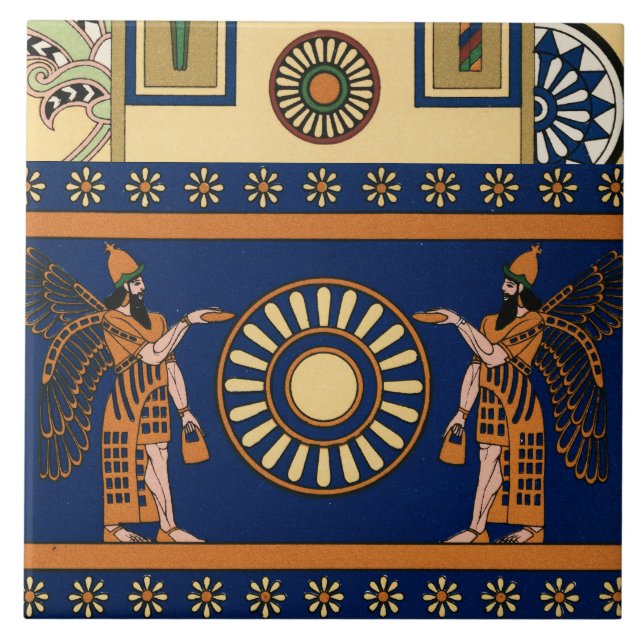 Assyrian Deity Called an Apkallu or Winged Genius Ceramic Tile (Front)