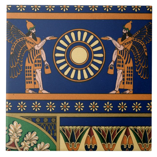 Assyrian Deity Called an Apkallu or Winged Genius Ceramic Tile (Front)