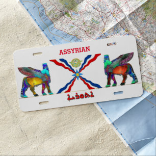 Assyrian Flag And Lamassu License Plate