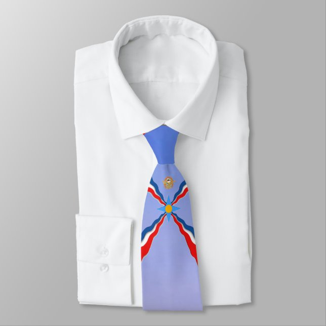 Assyrian Flag Neck Tie (Tied)