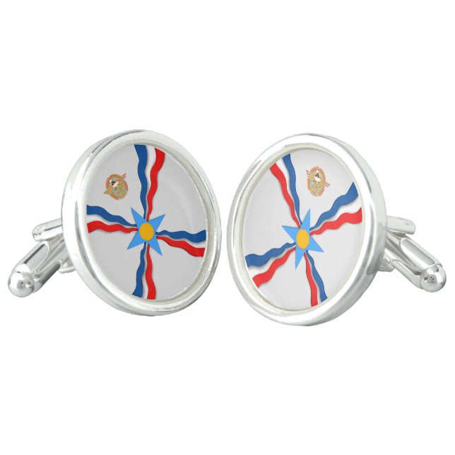 Assyrian Flag Pair of Cufflinks (Angled)
