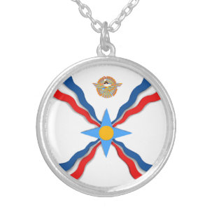 Assyrian Flag Silver Plated Necklace