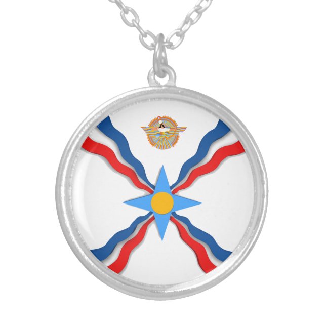 Assyrian Flag Silver Plated Necklace (Front)
