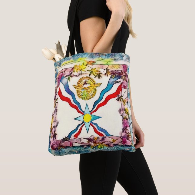 Assyrian flag tote bag (Close Up)