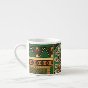 Assyrian Floral Ornamental Colorful Pattern Espresso Cup