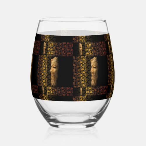 Assyrian King Drinkware Set Stemless Wine Glass