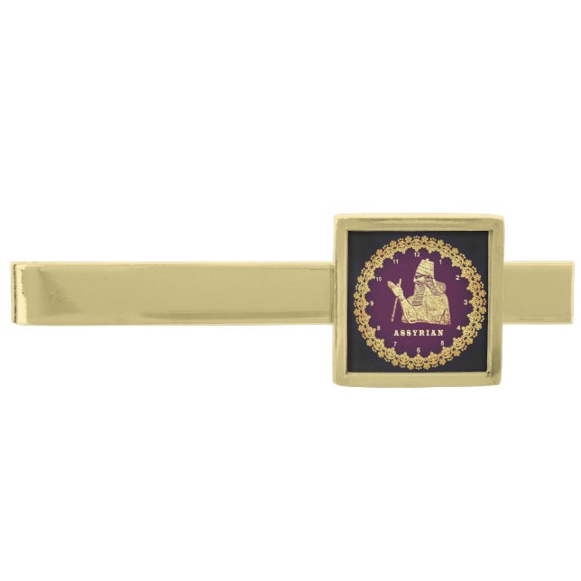Assyrian king gold finish tie bar (Front)