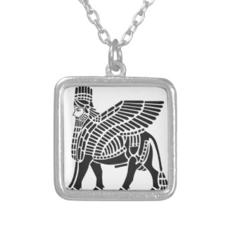 Assyrian Lamassu Silver Plated Necklace