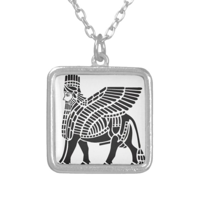 Assyrian Lamassu Silver Plated Necklace (Front)