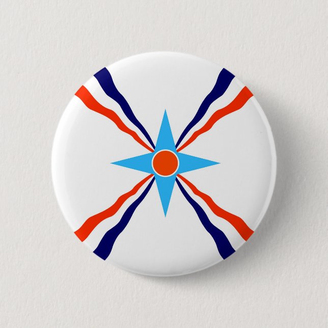 assyrian people ethnic flag pinback button (Front)