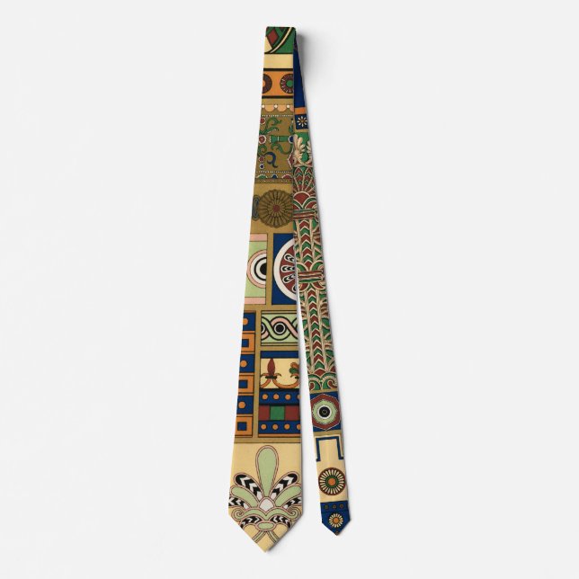 Assyrian Retro Colorful Floral Pattern neck tie (Front)