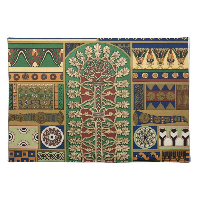Assyrian Retro Floral Botanical Pattern  Cloth Placemat (Front)