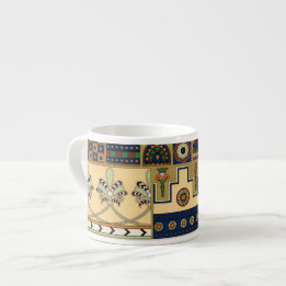 Assyrian Retro Floral Colorful Pattern  Espresso Cup
