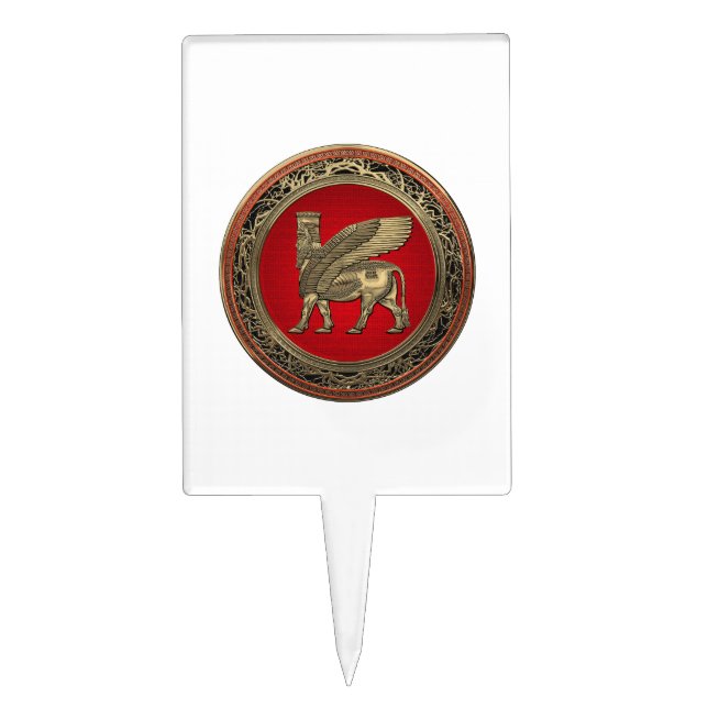 Assyrian Winged Bull - Gold Lamassu Cake Topper (Front)