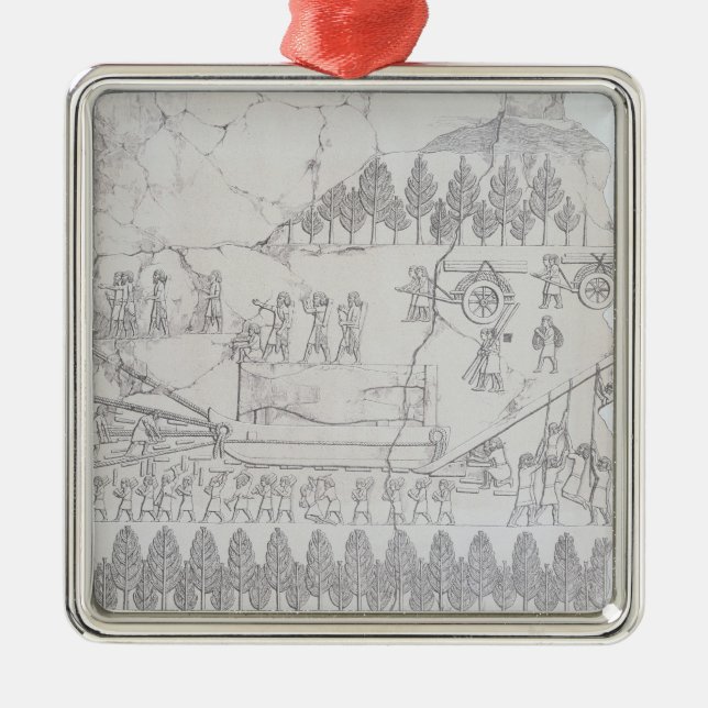 Assyrians moving a Winged Bull on a Sledge, from ' Metal Ornament (Front)