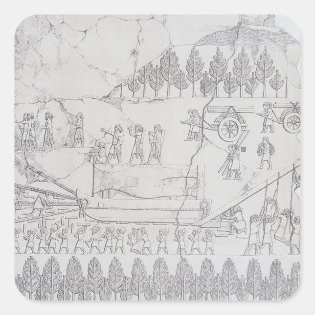 Assyrians moving a Winged Bull on a Sledge, from ' Square Sticker (Front)