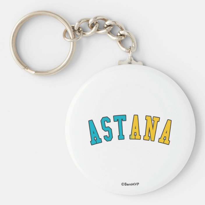 Astana in Kazakhstan National Flag Colors Keychain