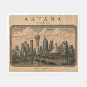 Astana Vintage Travel City Design Fleece Blanket