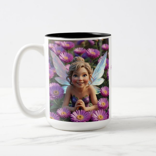 Aster Flower Fairy  Two-Tone Coffee Mug (Left)