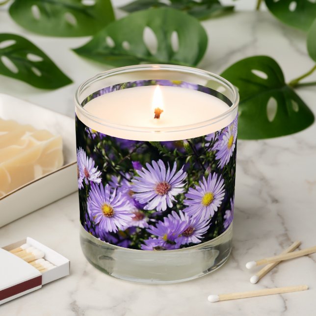 Aster Flowers Scented Candle (Lit)