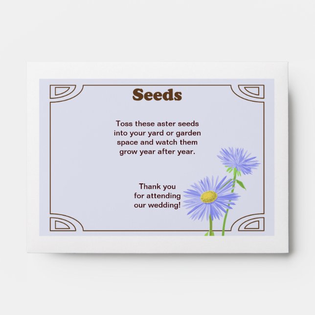 Aster Seed Packet Wedding Favor Envelope (Front)