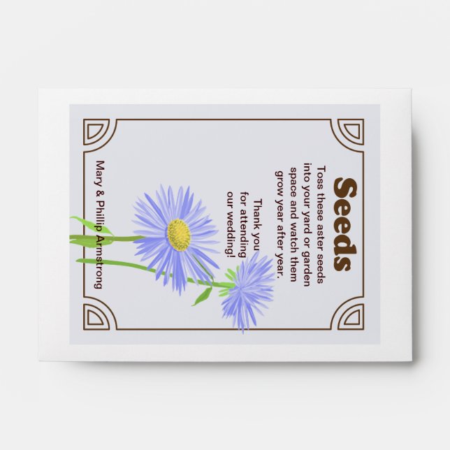 Aster Seed Packet Wedding Favor Envelope (Front)