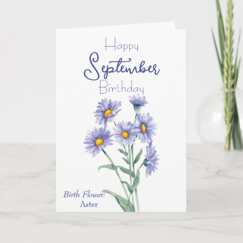 Aster September Birth Flower Birthday  Card