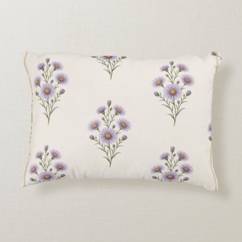 Aster, September Birth Flower Print  Accent Pillow