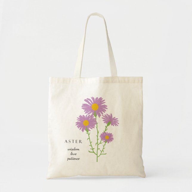 Aster September Birth Month Flower Bag (Front)