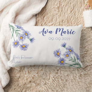 Aster September Birth Month Flower Lumbar Pillow