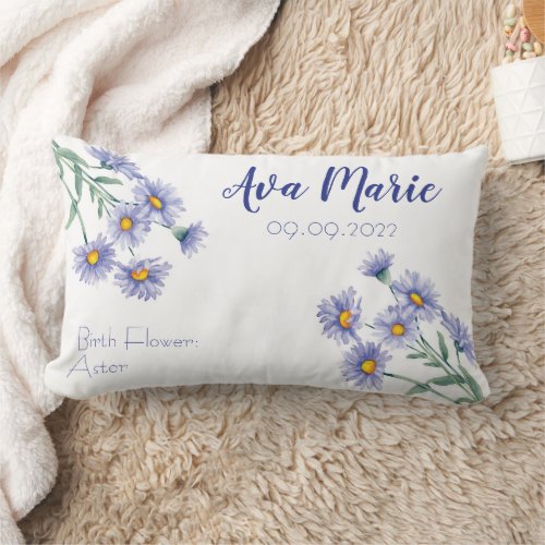 Aster September Birth Month Flower Lumbar Pillow