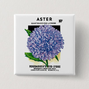 Aster Vintage Seed Packet Button