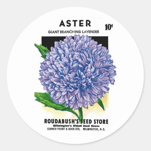 Aster Vintage Seed Packet Classic Round Sticker