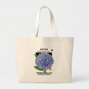 Aster Vintage Seed Packet Large Tote Bag
