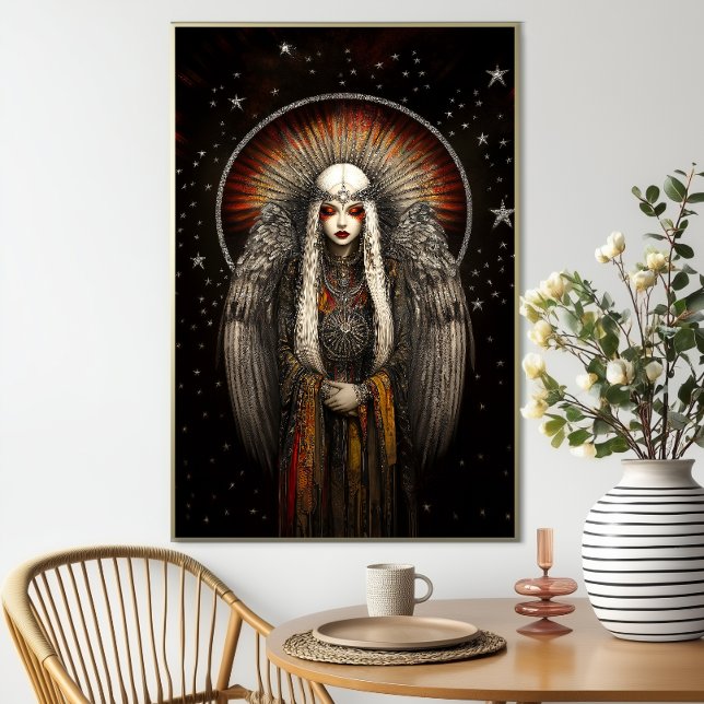 Asteria Goddess of the Stars: Silver Black Art Poster (Creator Uploaded)
