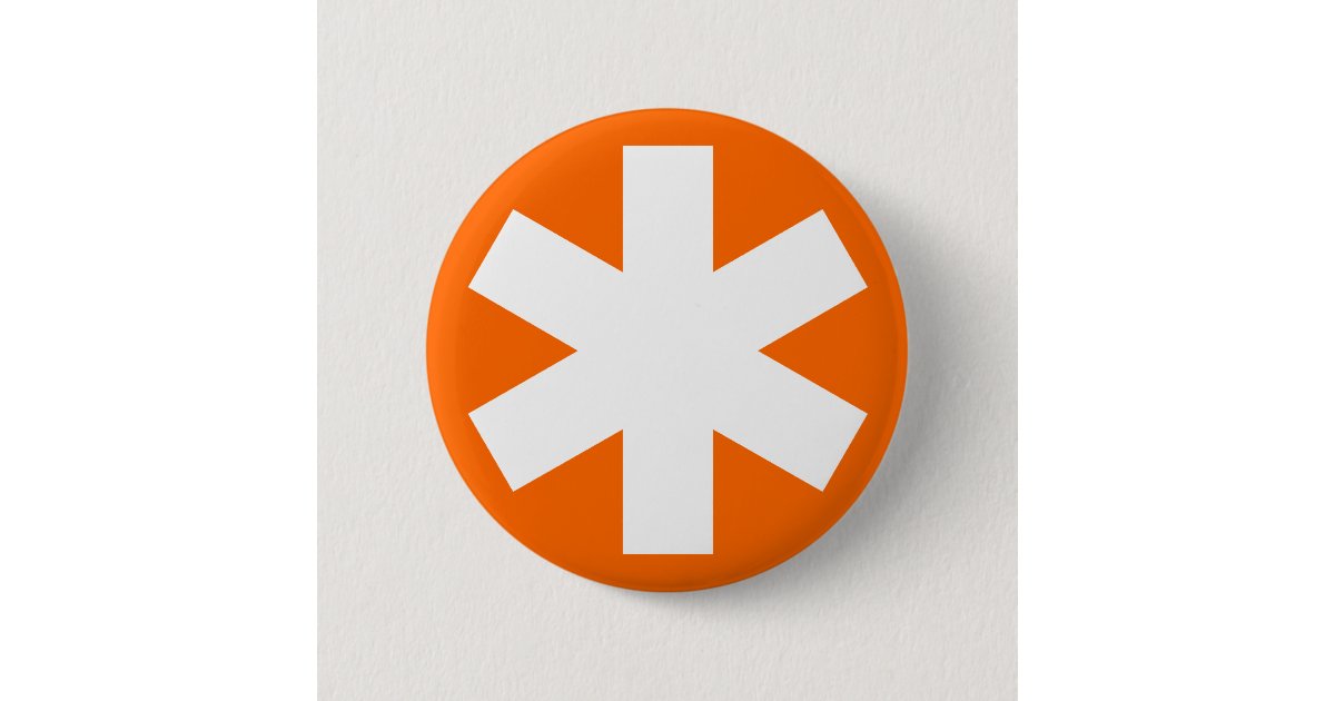Asterisk - Orange Pinback Button | Zazzle