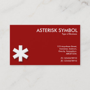 Asterisk Symbol - Maroon (990000) Business Card