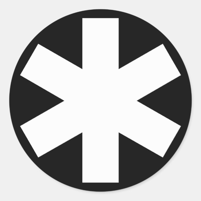 Asterisk - White on Black Classic Round Sticker (Front)